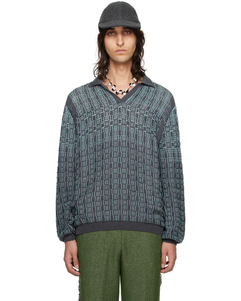 Isa Boulder SSENSE Exclusive Gray & Blue Tick Polo Haze