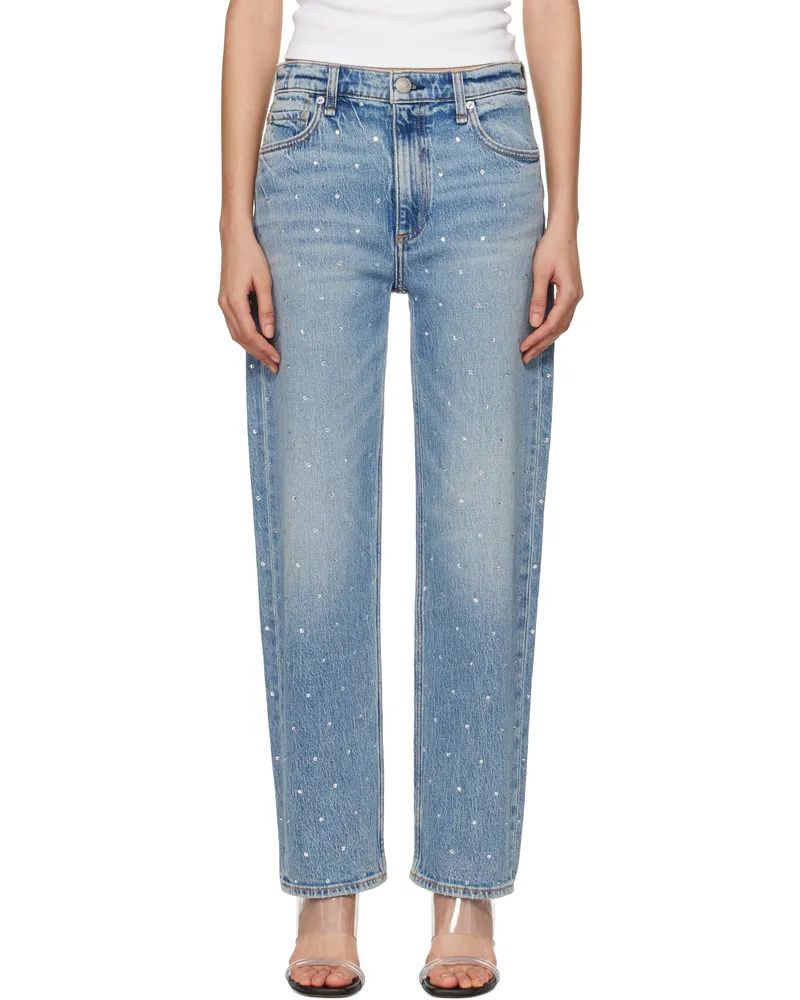 Rag & Bone Blue 'The Harlow' Mid-Rise Ankle Straight Jeans Evjewel