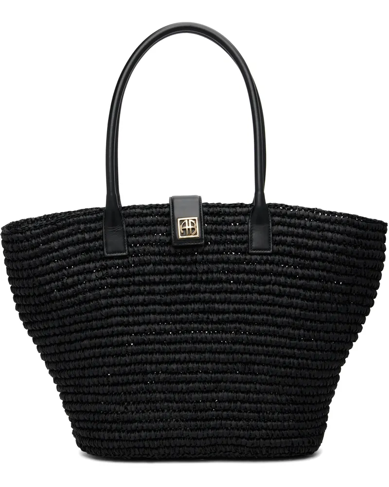 Anine Bing Black Lou Monogram Tote Black
