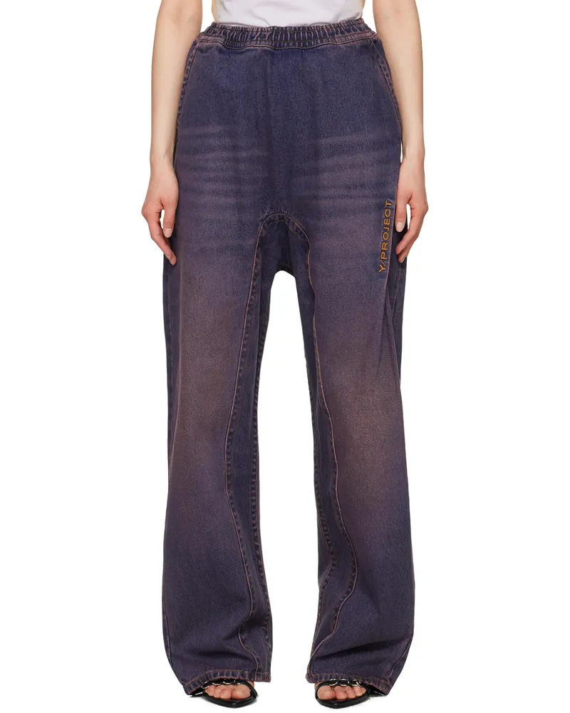 Y/PROJECT Navy & Pink Souffle Jeans Purple