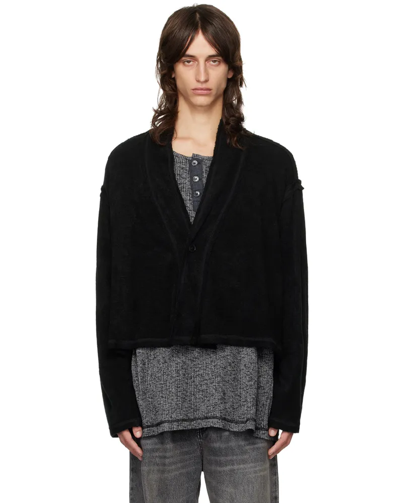 Greg Lauren Black Knit Wool GL1 Cardigan Black