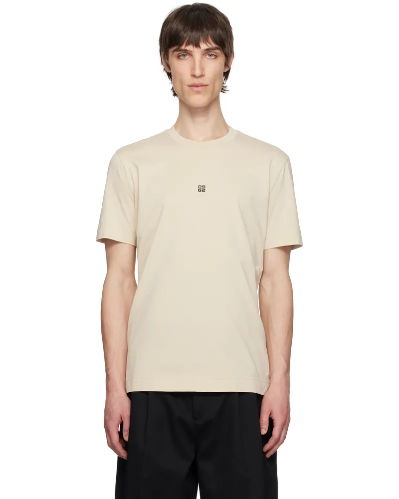 Givenchy Beige Slim Fit Cotton 4G Embroidery T-shirt 270-light