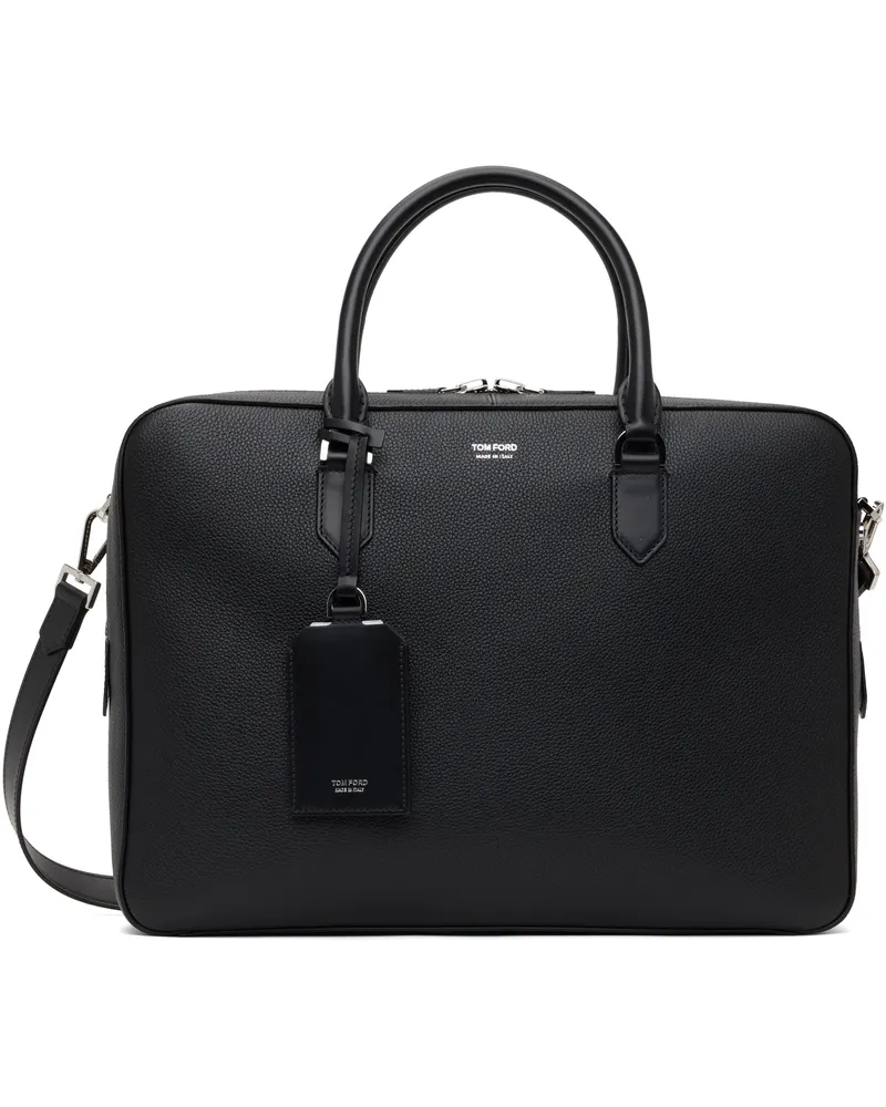 Tom Ford Black Soft Grain Leather Elliot Briefcase Black