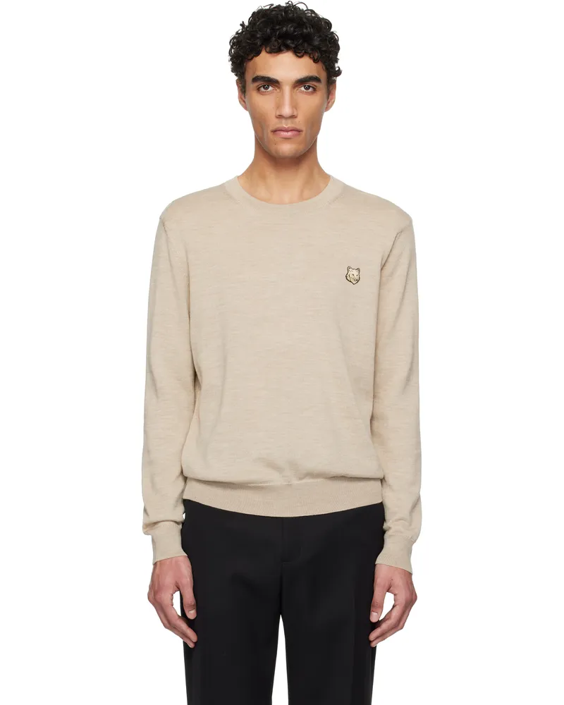 Kitsuné Beige Bold Fox Head Patch Regular Sweater 0134