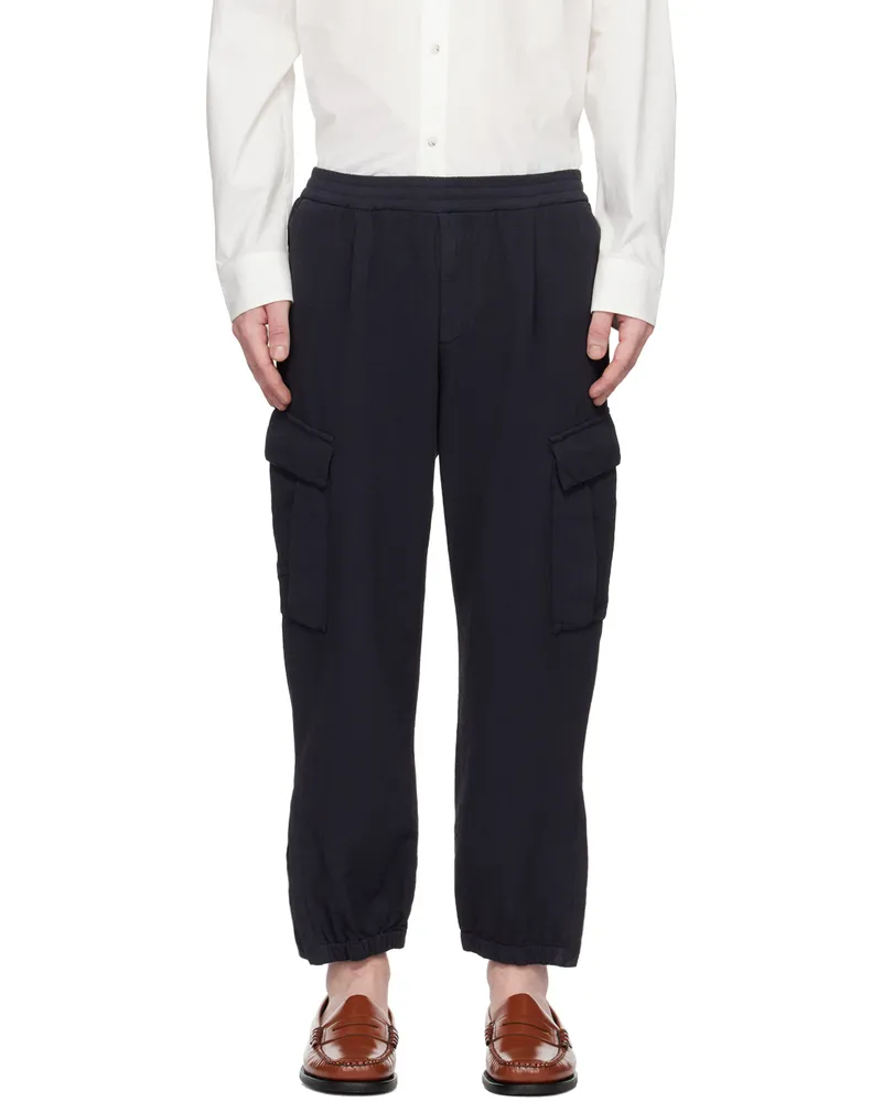 BARENA Navy Rambagio Crespon Trousers 598