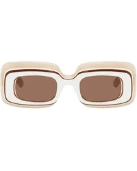 Loewe Beige & White Multilayer Rectangular Sunglasses Ivory