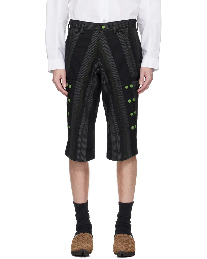KIKO KOSTADINOV Black & Green Inex Snap Shorts Black