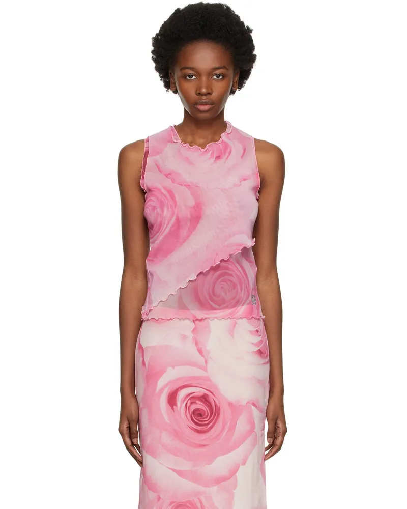 Blumarine Pink Tulle Tank Top F1113