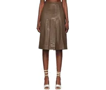 Brown Nicoline Leather Midi Skirt
