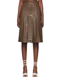 Saks Potts Brown Nicoline Leather Midi Skirt Brown