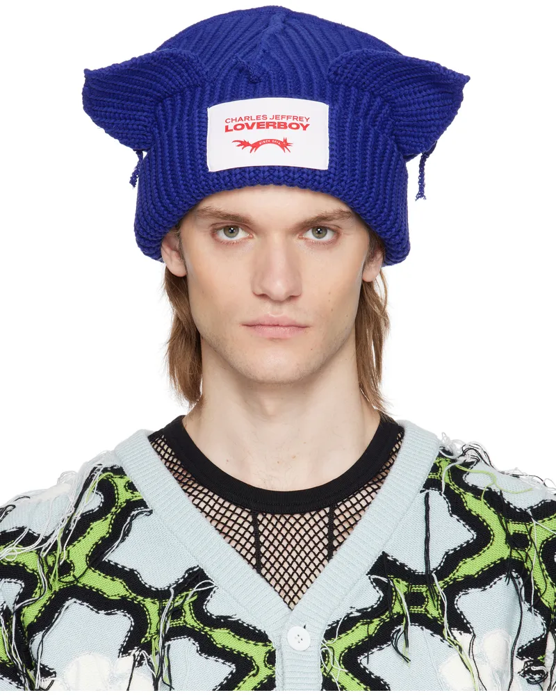 Charles Jeffrey Loverboy Blue Chunky Ears Beanie Blue