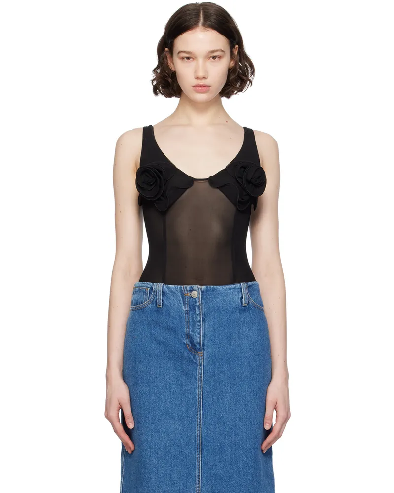 Magda Butrym Black Floral Bodysuit 80