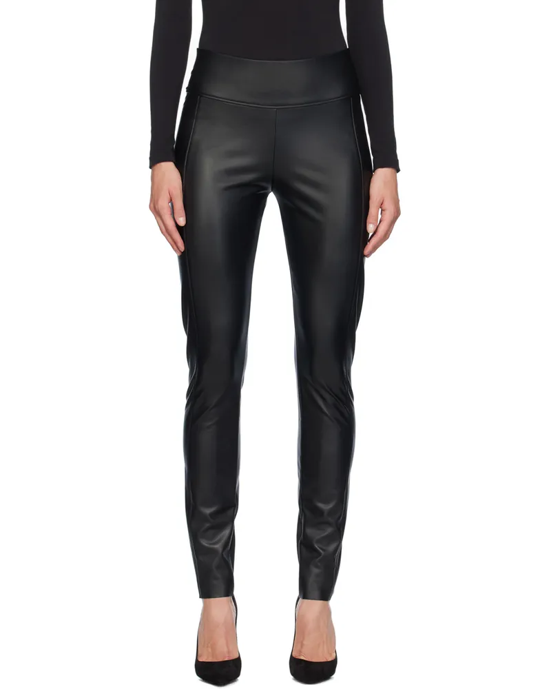 Wolford Black Edie Forming Faux-Leather Leggings 7005