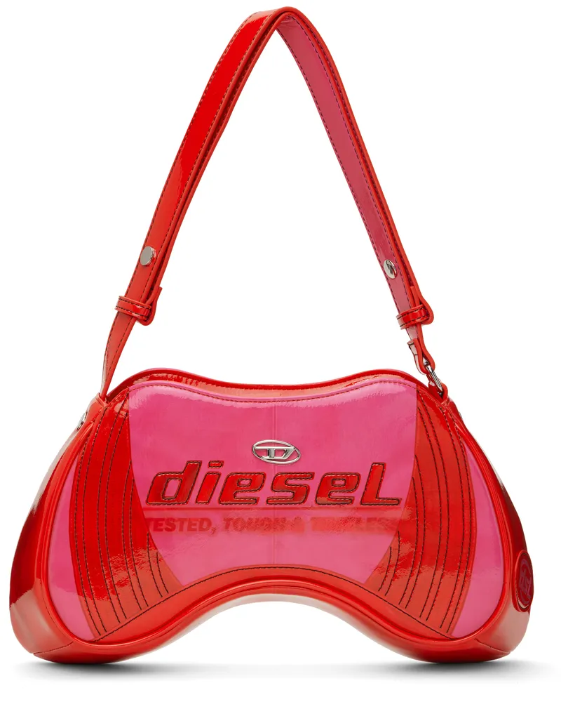 Diesel Pink & Red Play Shoulder Bag Ha585