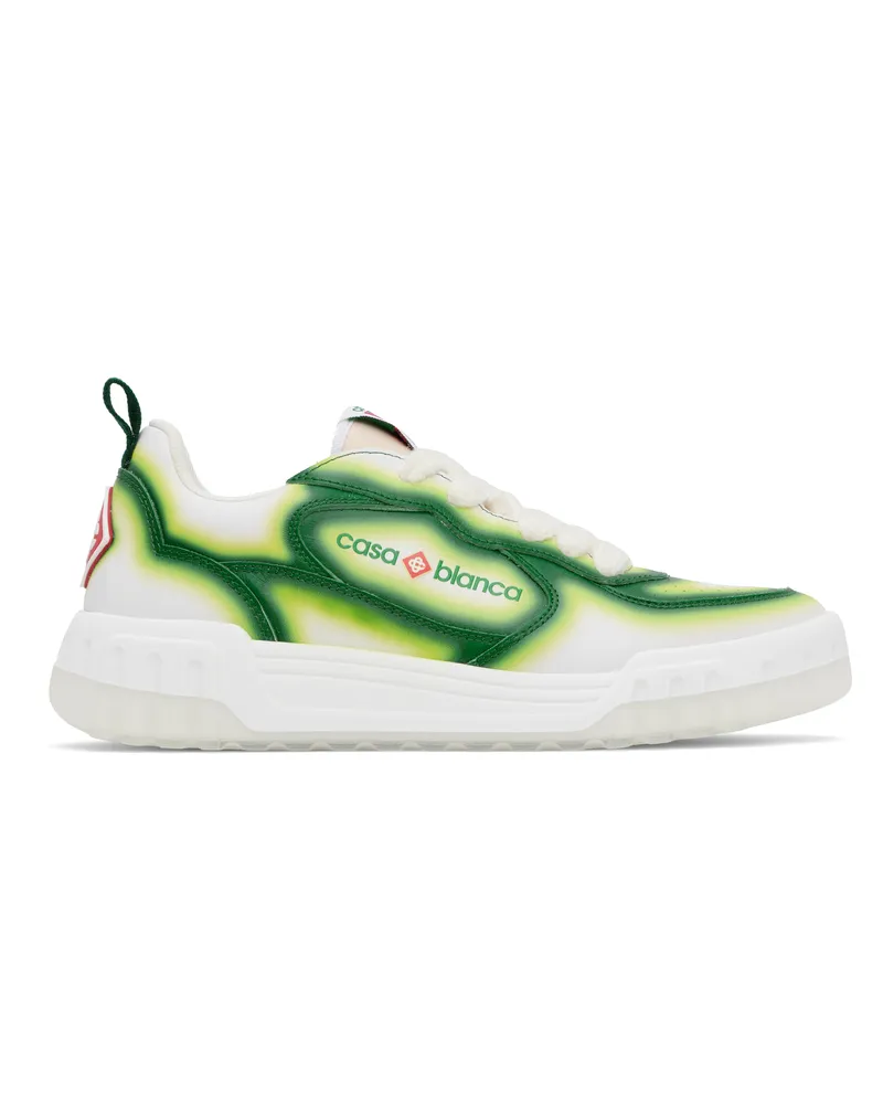 Casablanca Paris White & Green Court Sneakers Green