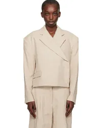 ROTATE Birger Christensen Beige Oversized Crop Blazer 11-tofu