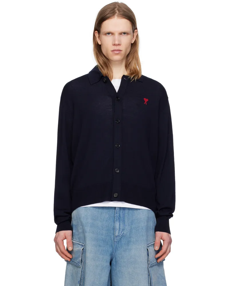 AMI Paris Navy Ami de Coeur Cardigan 430