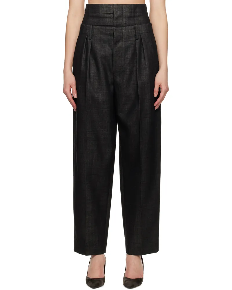 Victoria Beckham Black Double Waistband Trousers Black