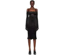 Black Crinkled Midi Dress