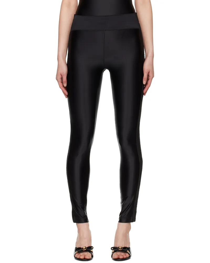Versace Jeans Black Logo Trim Leggings E899
