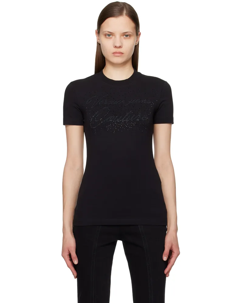 Versace Jeans Black Crystal-Cut T-Shirt E899