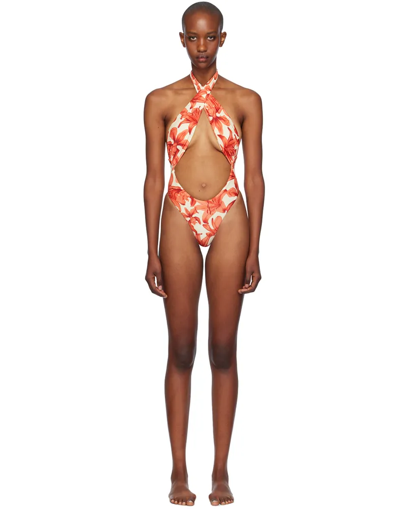 Miaou Beige & Red Demi Swimsuit Orchid
