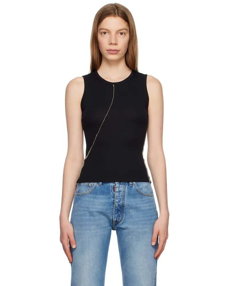 Helmut Lang Black Twisted Muscle Tank Top Basalt