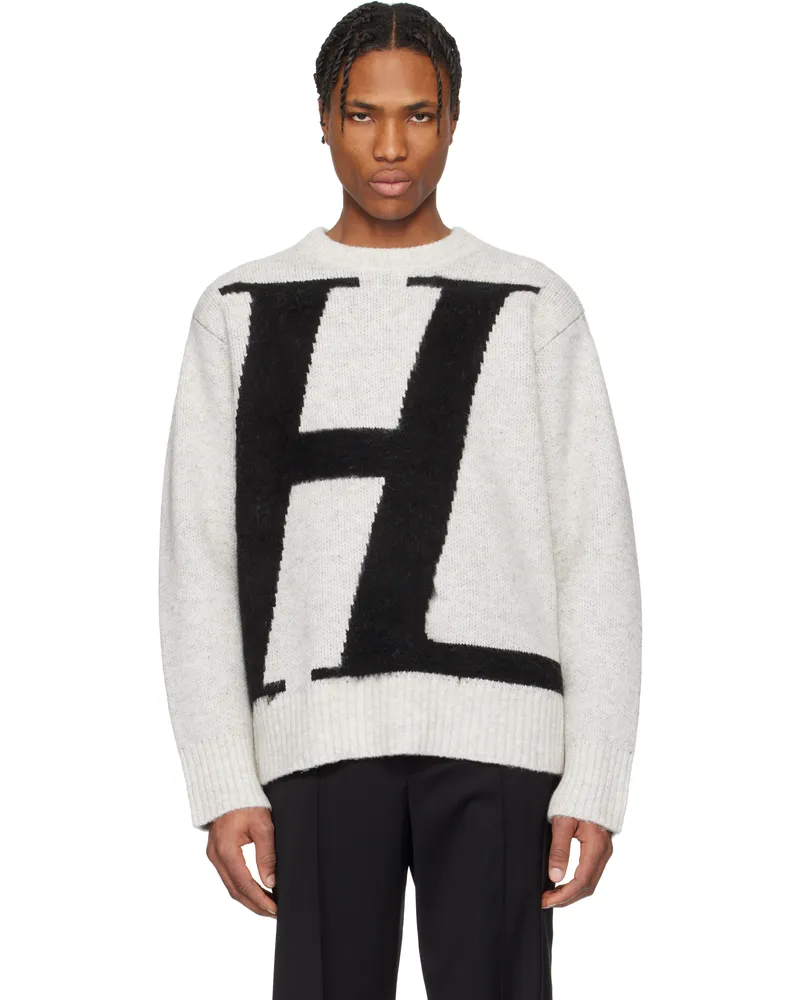 Helmut Lang Gray Brushed Logo Sweater Light