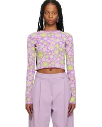 SPORTMAX Purple Fiorito Long Sleeve T-Shirt Purple