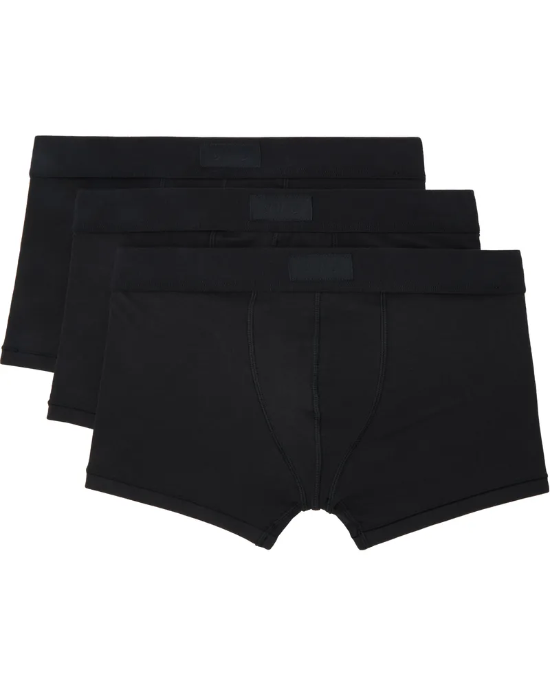 SKIMS Three-Pack Black SKIMS Cotton 3 Boxer Briefs Onyx
