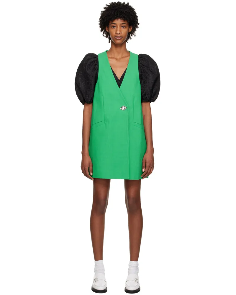 Ganni Green Suiting Vest Minidress 767