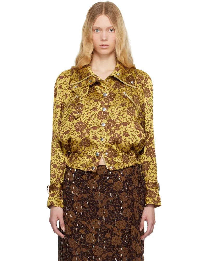Dries van Noten Khaki Jacquard Bomber Jacket 205