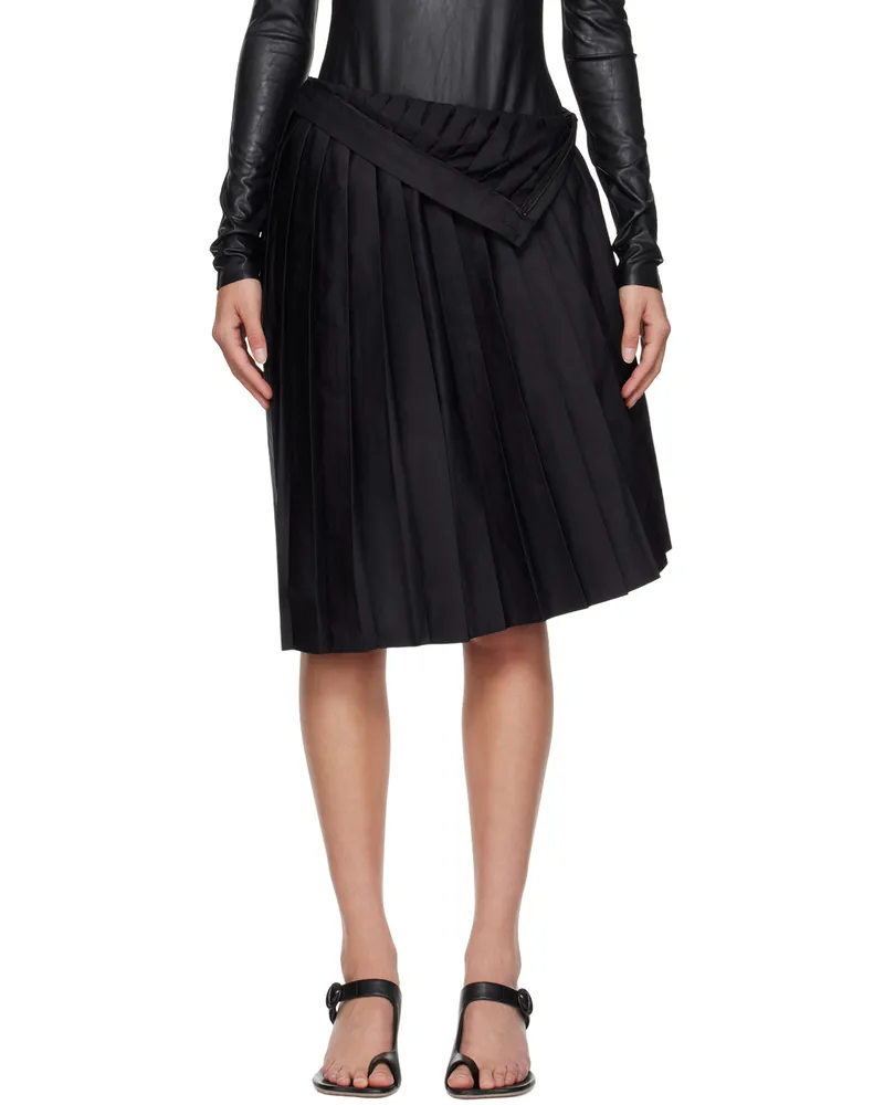 Maison Margiela Black Pleated Midi Skirt 900