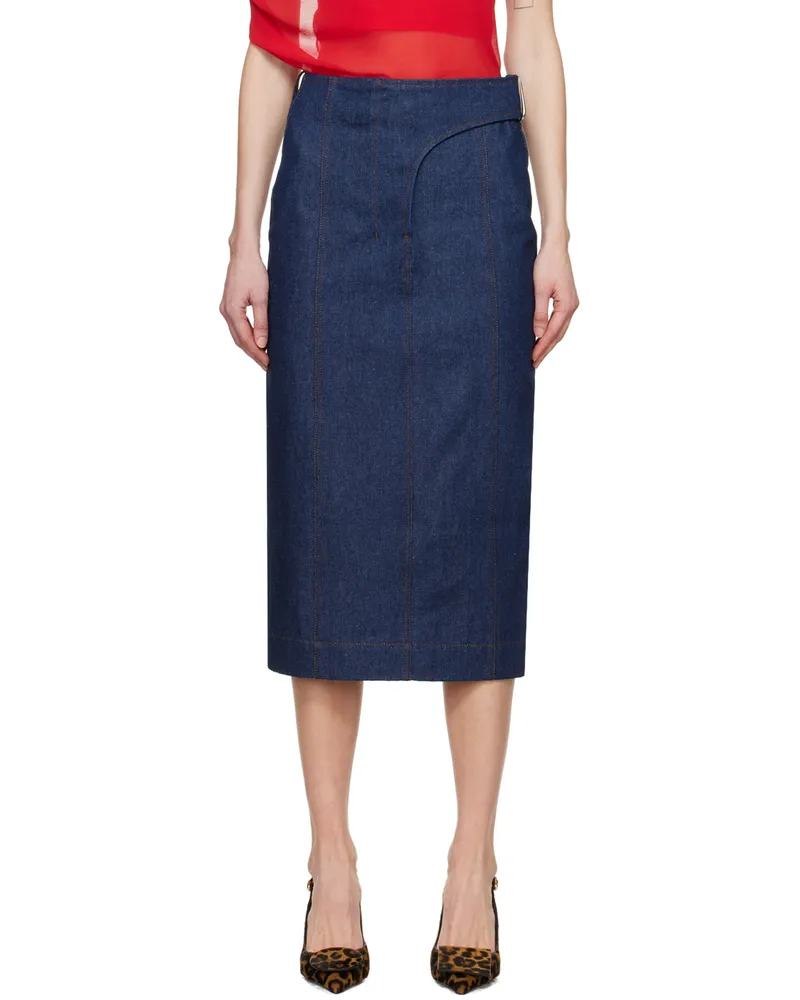 Jacquemus Navy Les Sculptures 'La jupe de-Nîmes Obra' Denim Midi Skirt 38b
