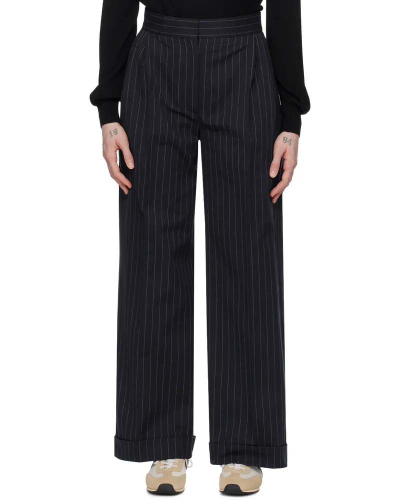 Kitsuné Navy Double Pleats Trousers S480