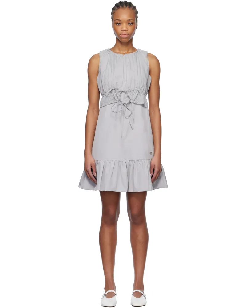 Kijun Gray Sheer Layered Minidress Grey