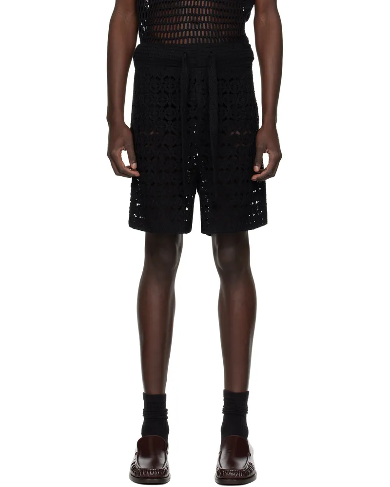 COMMAS Black Drawstring Shorts Black