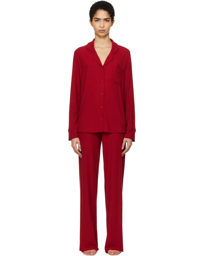 SKIMS Burgundy Soft Lounge Sleep Pyjama Set Brick