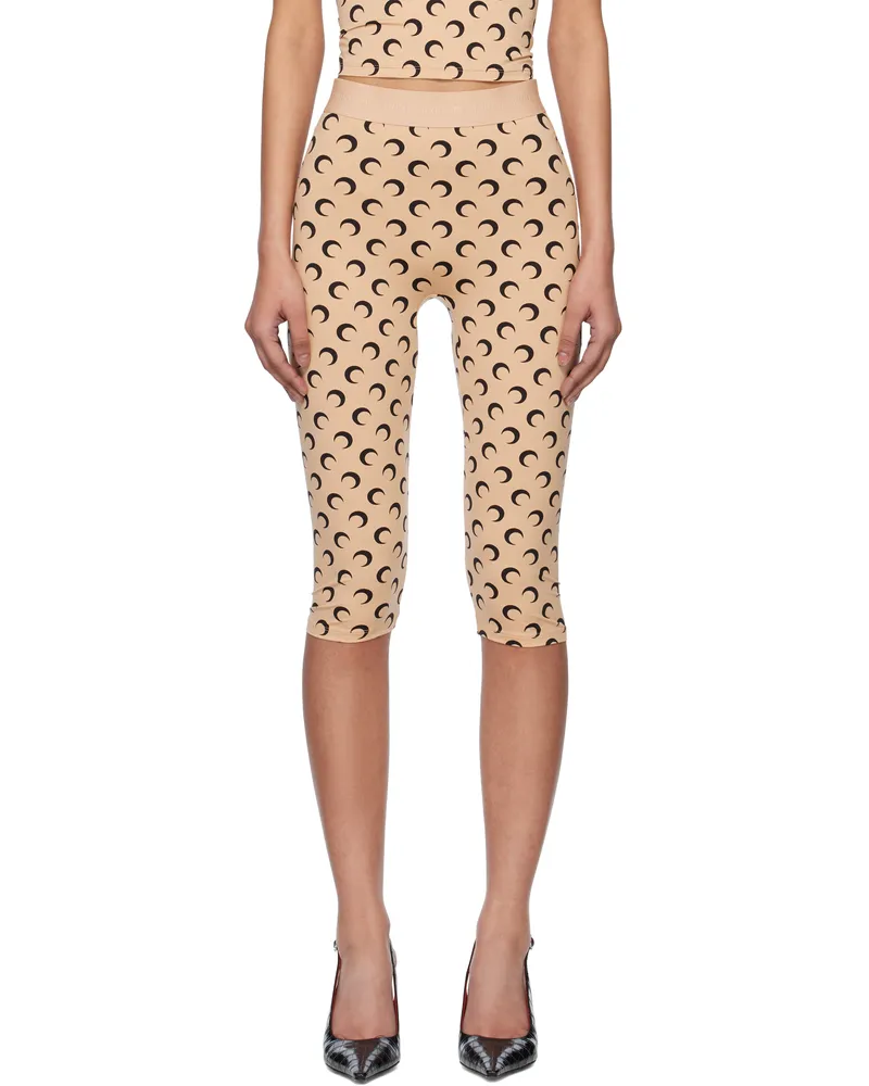 Marine Serre SSENSE Exclusive Tan Recycled Moon Jersey Capri Leggings Ta10