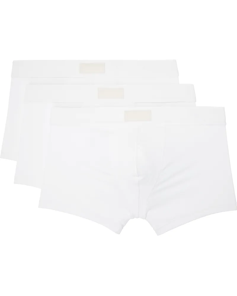 SKIMS Three-Pack White SKIMS Cotton 3 Boxer Briefs Chalk