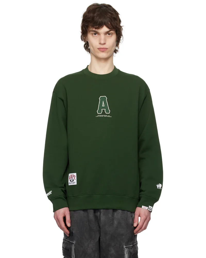 AAPE by A Bathing Ape Green Injection Crewneck Sweatshirt Grd