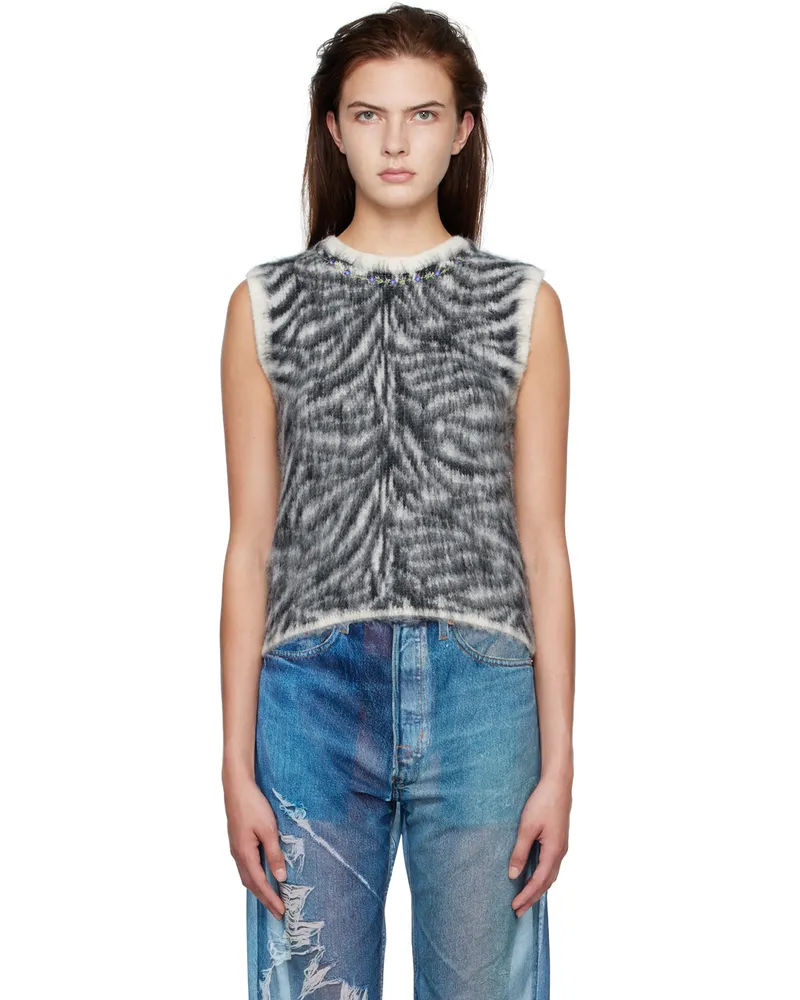 Doublet Off-White Zebra Sweater White