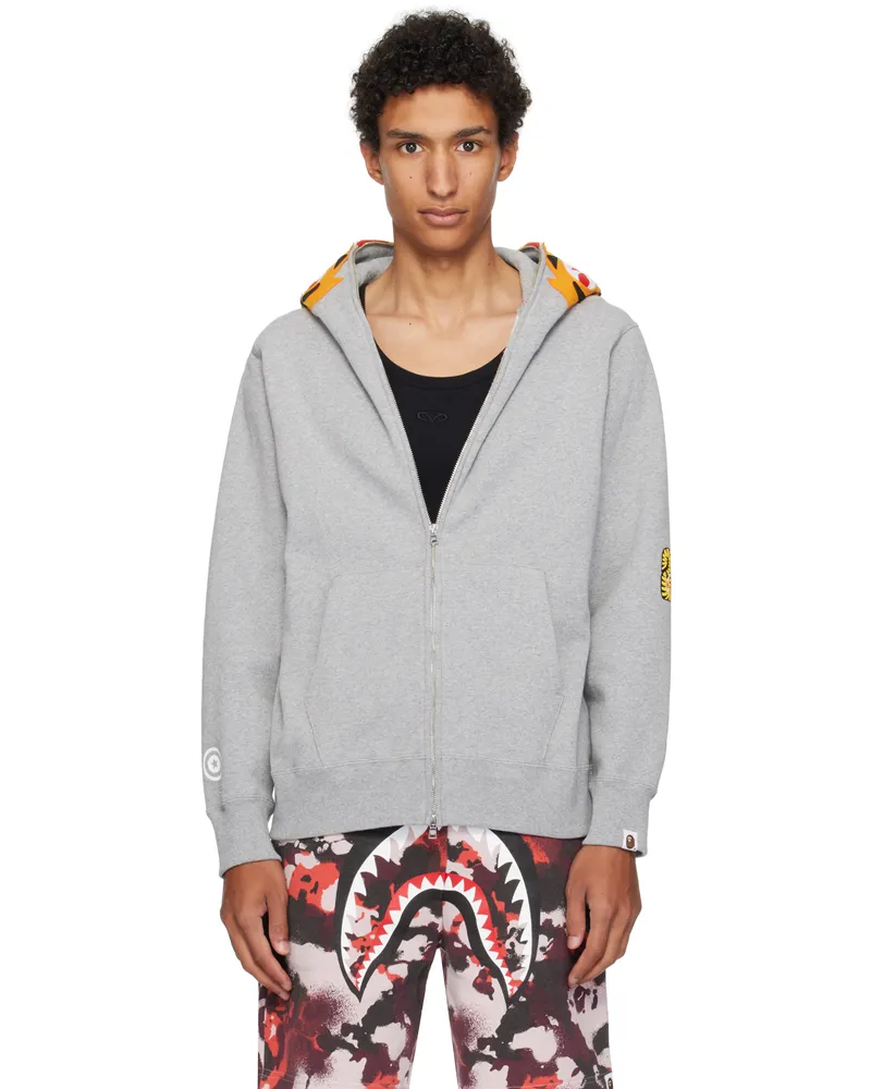 BAPE Gray Tiger Full Zip Hoodie Gra-gray