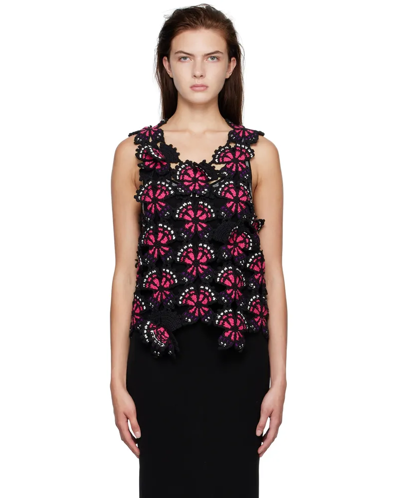 Doublet Black & Pink Butterfly Tank Top Pink