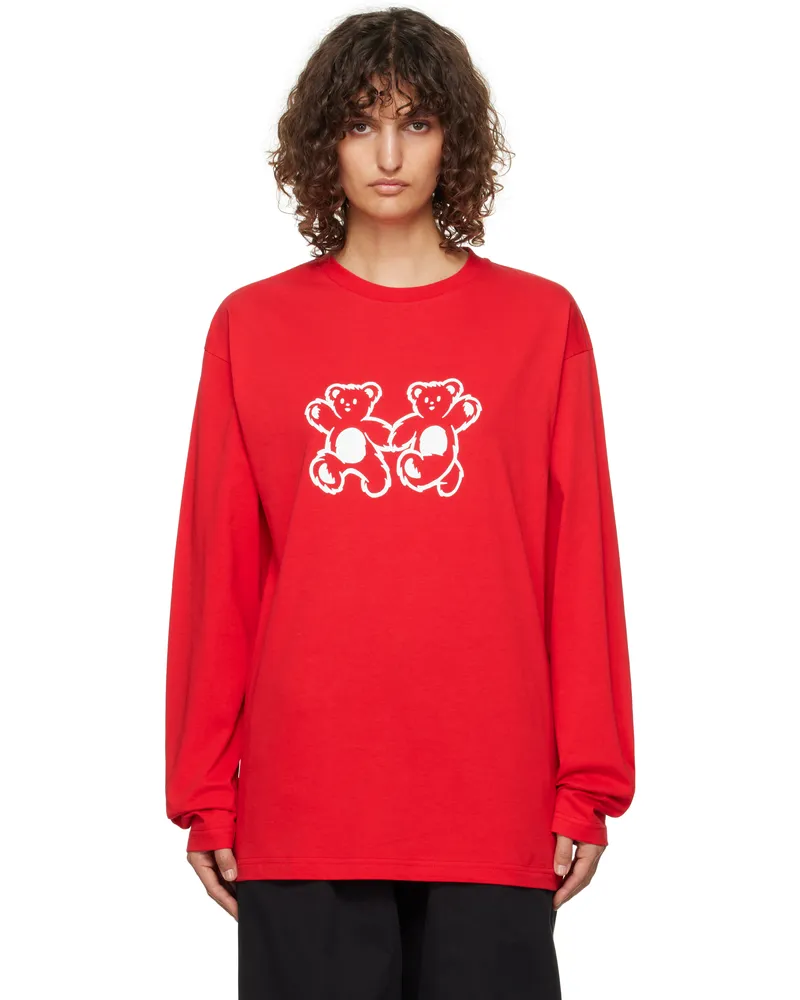 WE 11 DONE Red Teddy Twins T-shirt Red