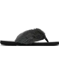 Dries van Noten Gray Calf-Hair Flip Flops Grey