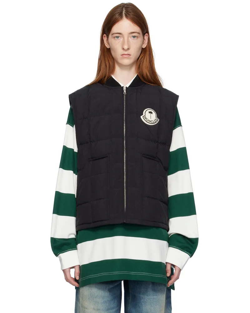 Moncler Moncler x Palm Angels Black Pinwheel Down Vest 999
