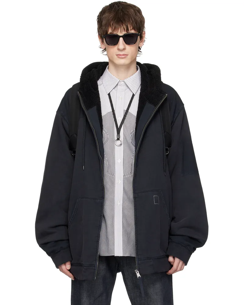 Maison Margiela Black Paneled Hoodie 854