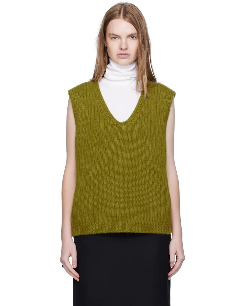 Arch The Green Cashmere Knit Vest Khaki