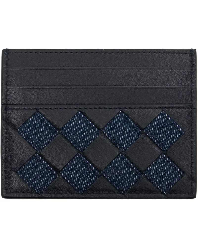 Bottega Veneta Navy & Indigo Intrecciato Credit Card Holder 4165